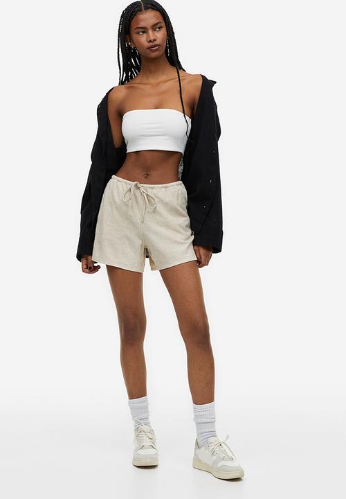 H&M - Linen-blend pull-on shorts - light beige