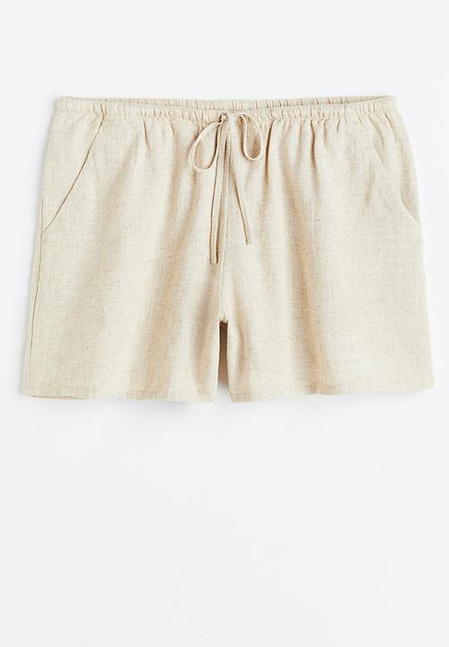 H&M - Linen-blend pull-on shorts - light beige