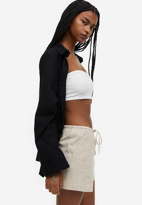 H&M - Linen-blend pull-on shorts - light beige