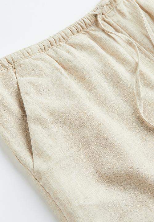 H&M - Linen-blend pull-on shorts - light beige