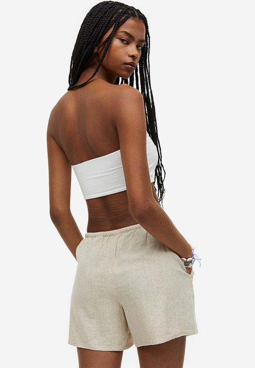 H&M - Linen-blend pull-on shorts - light beige