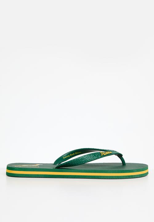Veldskoen - Plakkie springbok - green & yellow 