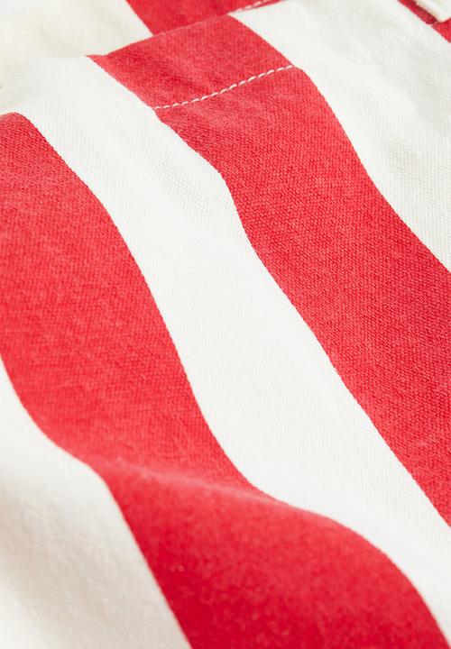 H&M - Printed canvas shopper - red striped 