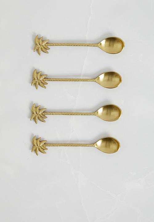 Sixth Floor - Plato palms teaspoon set of 4 - brass