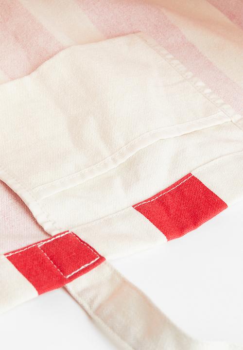 H&M - Printed canvas shopper - red striped 