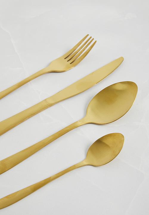 Excellent Houseware - 16 Pc Cutlery set - gold.