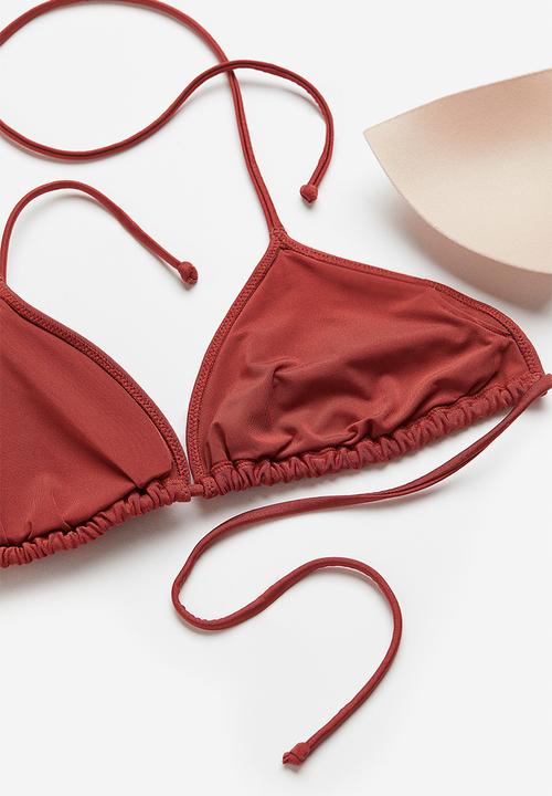 H&M - Padded triangle bikini top - red 