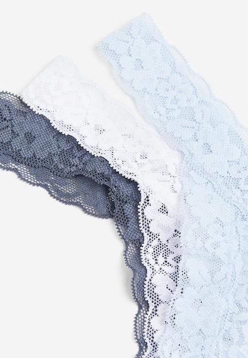 H&M - 3-Pack lace thong briefs -  multi 