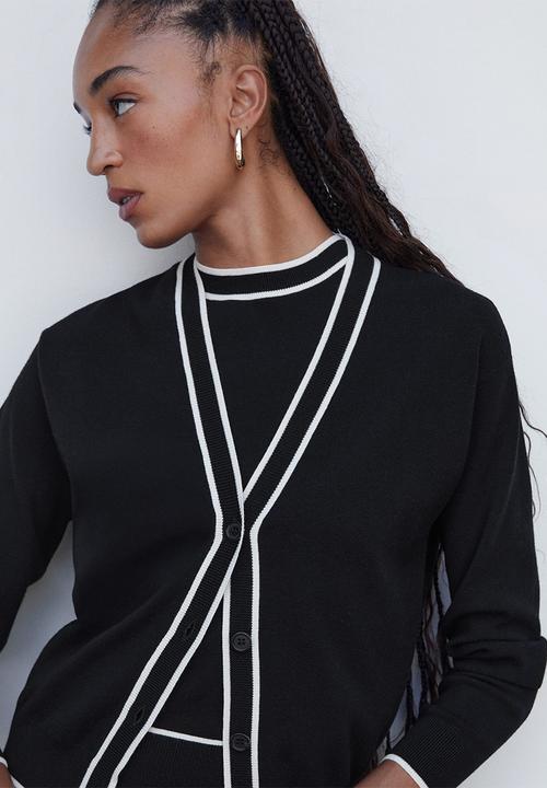 MANGO - Cardigan pipping - black