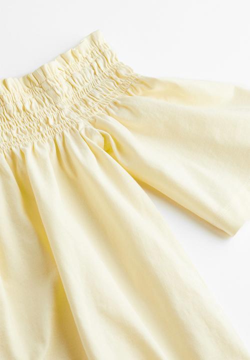 H&M - Off-the-shoulder jersey top - light yellow 