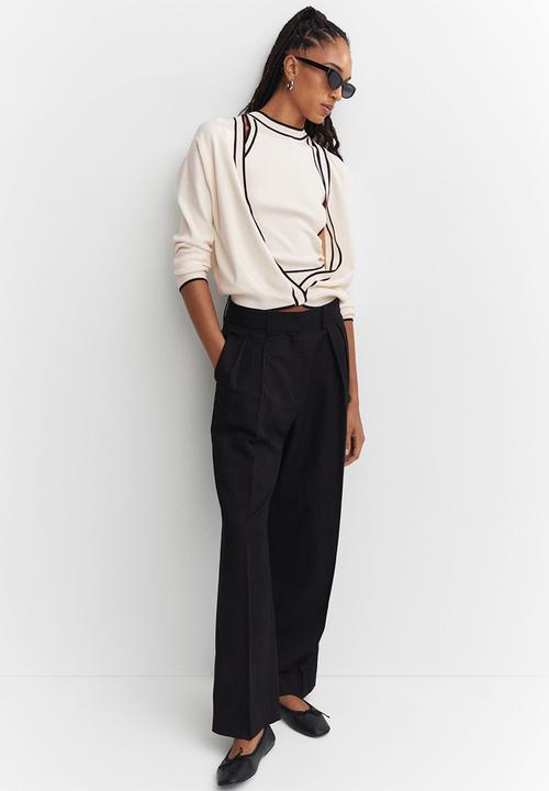 MANGO - Cardigan pipping - light beige