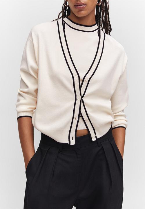 MANGO - Cardigan pipping - light beige