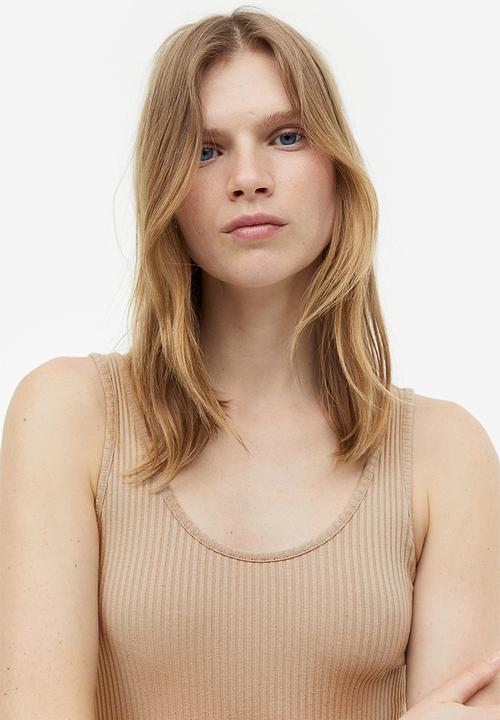 H&M - Ribbed bodycon dress - beige
