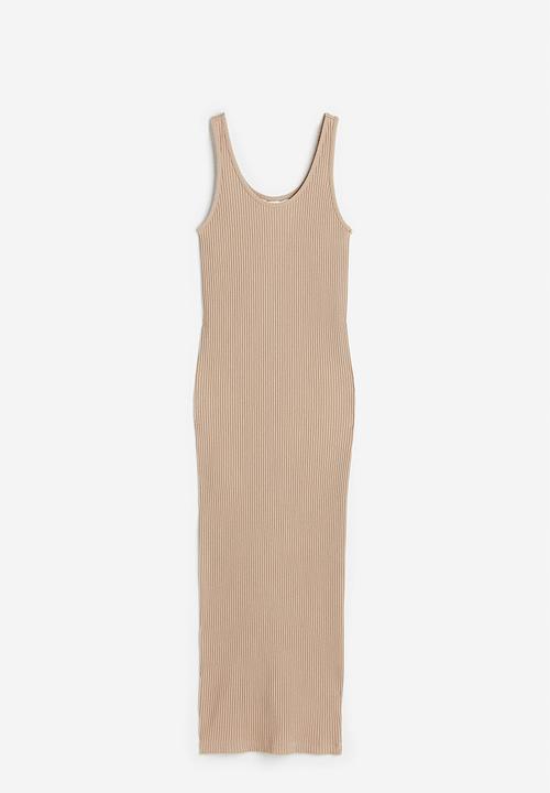 H&M - Ribbed bodycon dress - beige