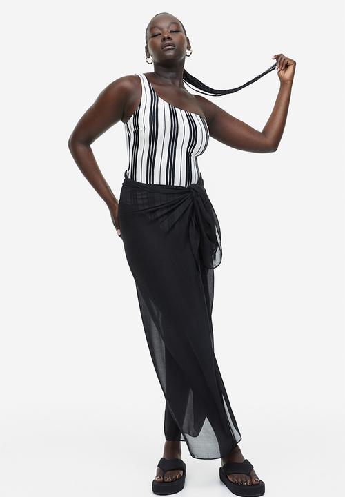 H&M - One-shoulder swimsuit - black striped