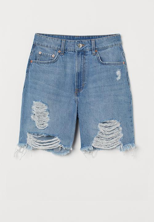 H&M - High waist bermuda shorts - denim blue
