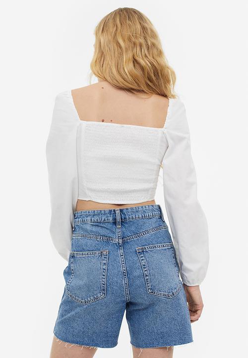 H&M - High waist bermuda shorts - denim blue