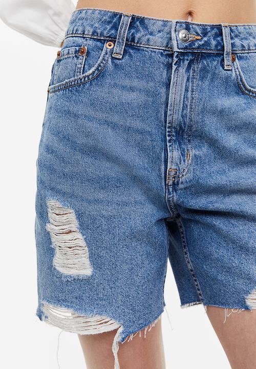 H&M - High waist bermuda shorts - denim blue
