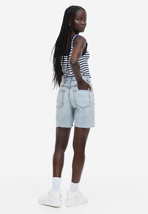 H&M - High waist bermuda shorts - light denim blue