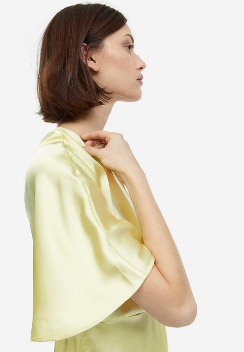 H&M - Satin wrap dress - light yellow 