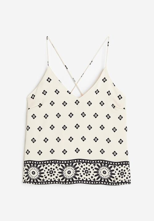 H&M - Satin cami top - cream patterned