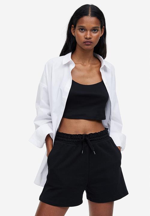 H&M - Paper bag sweatshirt shorts - black