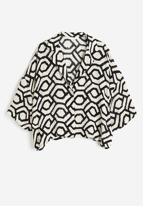 H&M - Oversized resort shirt - natural white patterned 
