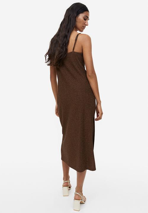 H&M - Jersey slip dress - dark brown/glittery
