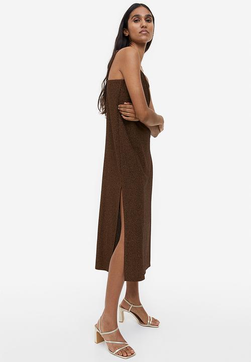 H&M - Jersey slip dress - dark brown/glittery