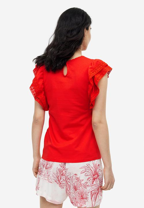 H&M - Mama flutter-sleeved top - red