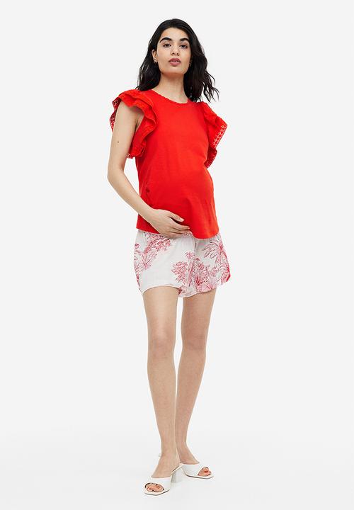 H&M - Mama flutter-sleeved top - red