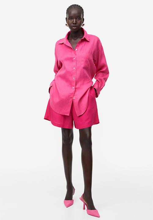 H&M - Oversized linen shirt - cerise