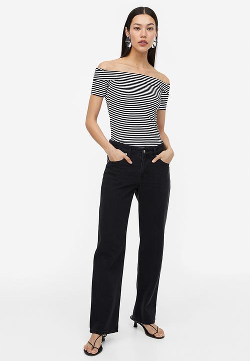 H&M - Off-the-shoulder top - black & white striped
