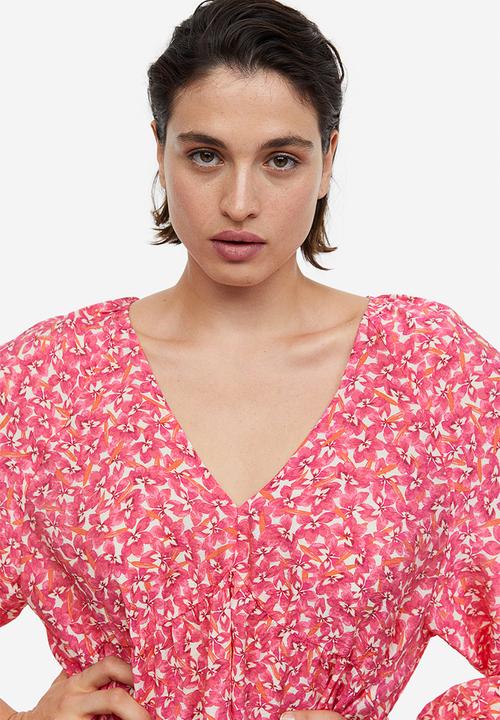 H&M - A-line dress - cerise/floral
