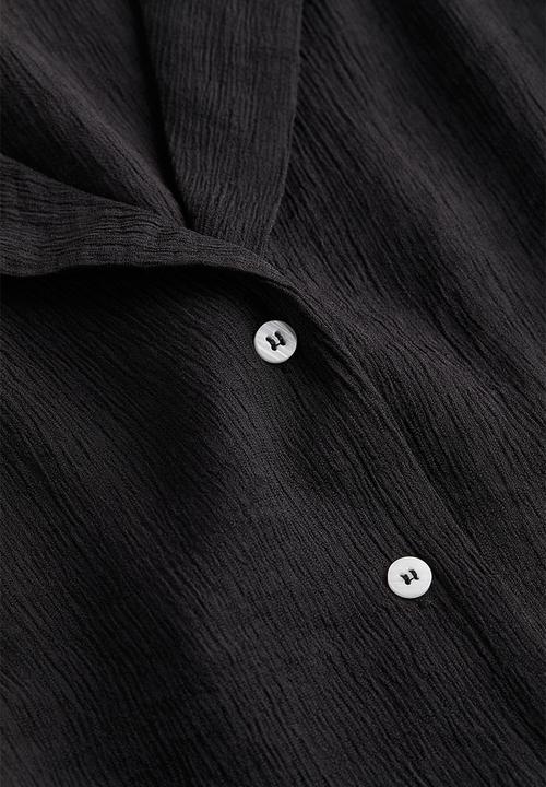 H&M - Crinkled resort shirt - black
