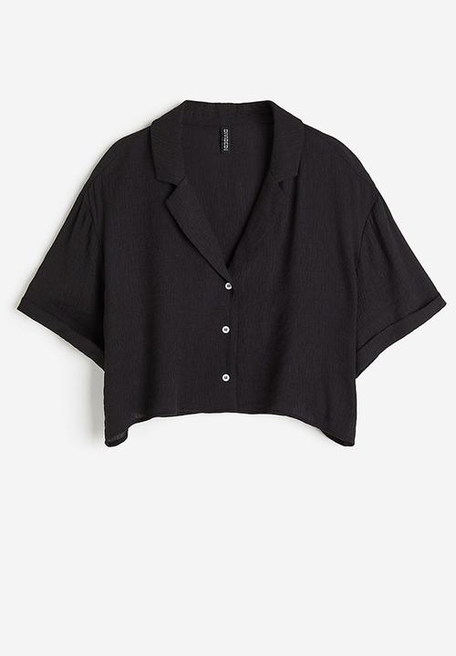 H&M - Crinkled resort shirt - black