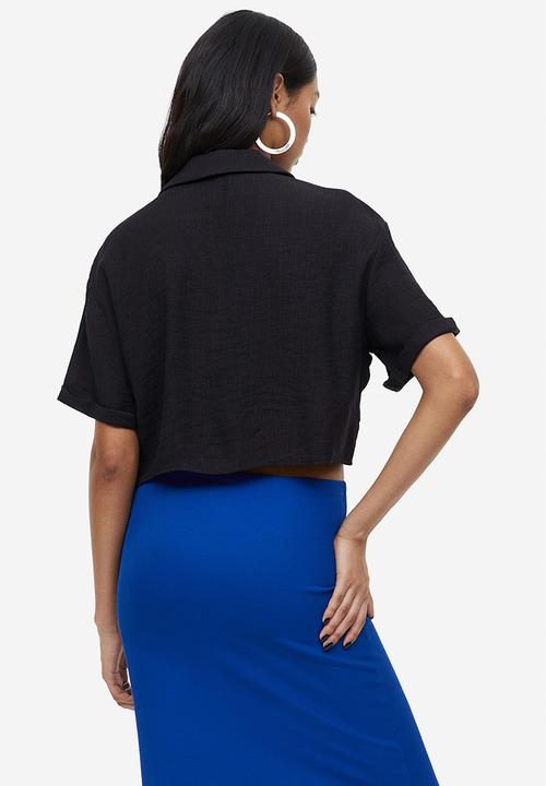H&M - Crinkled resort shirt - black