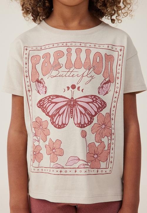 Cotton On - Poppy short sleeve print tee - rainy day/papillon butterfly
