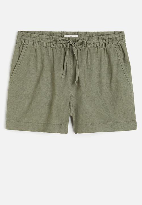 H&M - Linen-blend shorts - khaki green