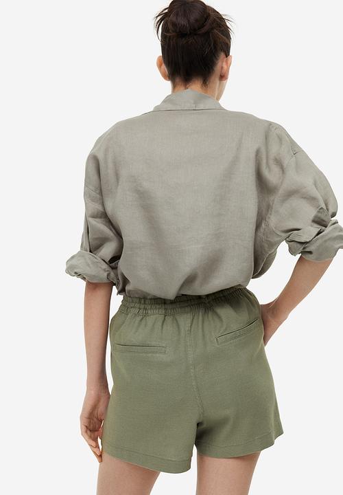 H&M - Linen-blend shorts - khaki green