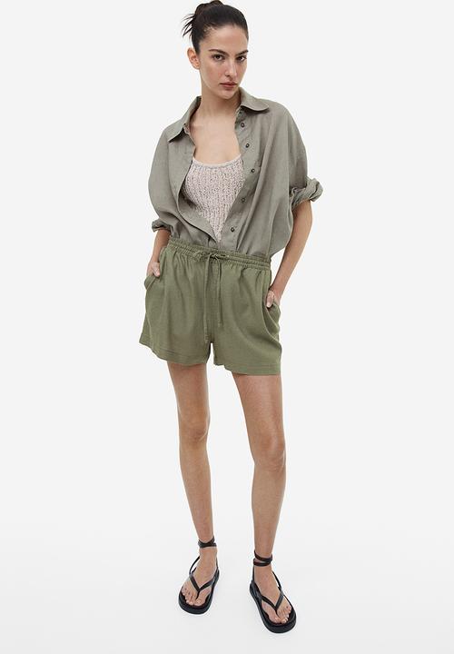 H&M - Linen-blend shorts - khaki green