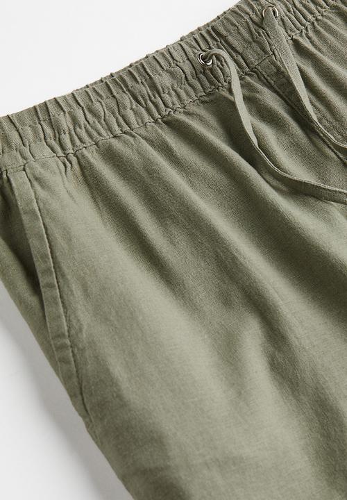 H&M - Linen-blend shorts - khaki green