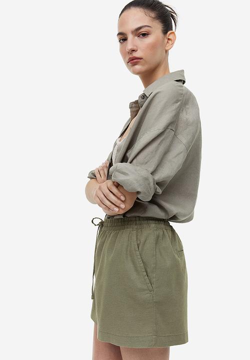 H&M - Linen-blend shorts - khaki green