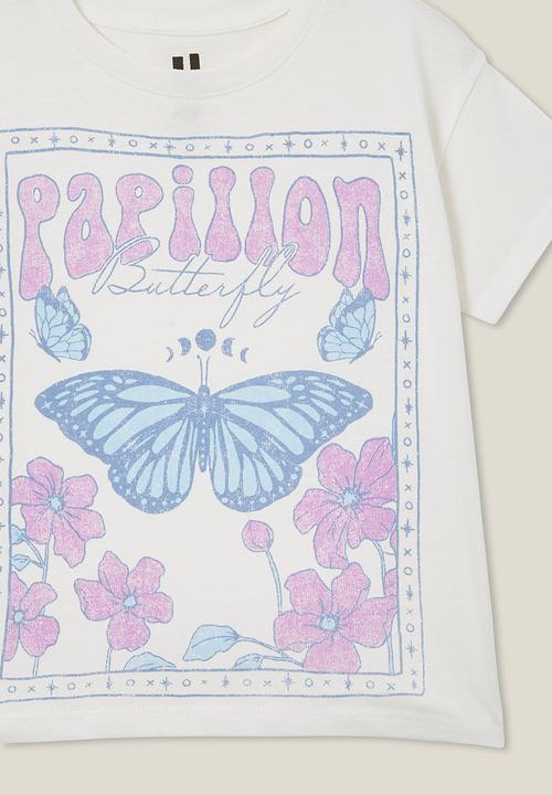 Cotton On - Poppy short sleeve print tee - vanilla/papillon butterfly