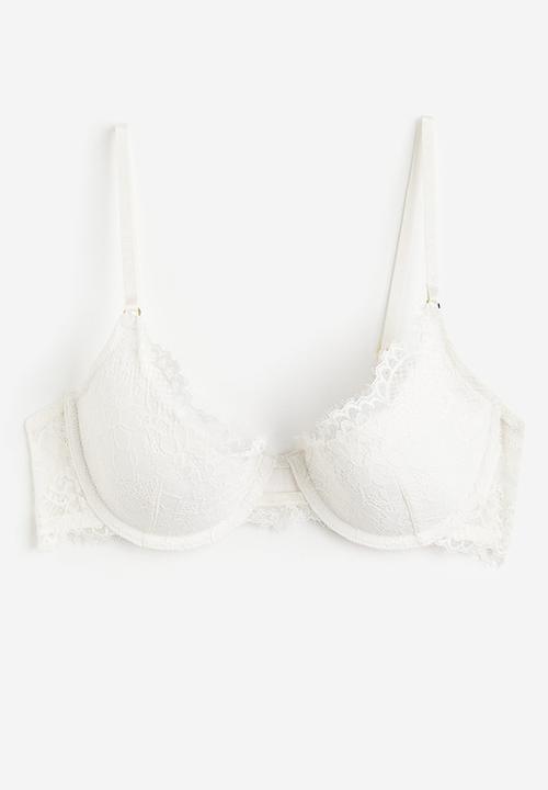 H&M - Padded underwired lace bra - white