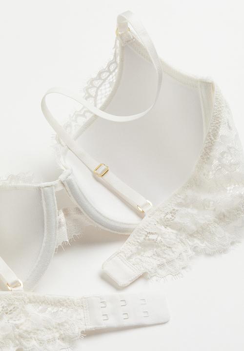 H&M - Padded underwired lace bra - white