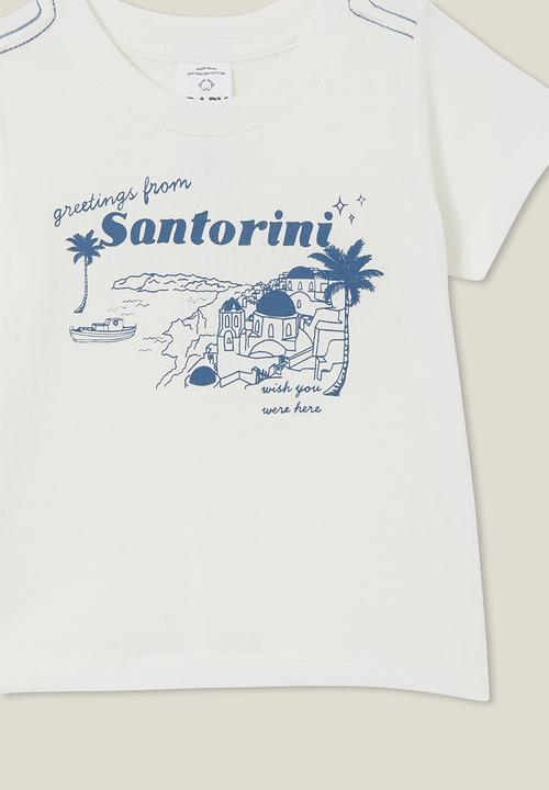 Cotton On - Jamie short sleeve tee - vanilla/greetings from santorini