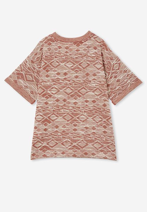 Cotton On - Jett short sleeve textured tee - henna texture