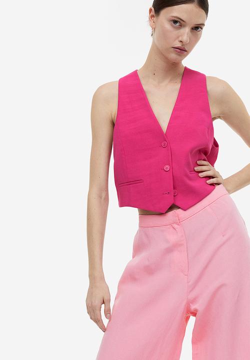 H&M - Wide linen-blend trousers - pink