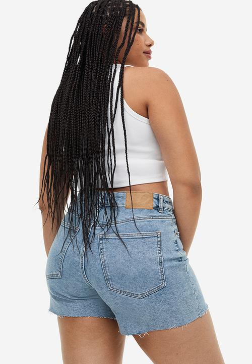 H&M - High denim shorts - light denim blue 